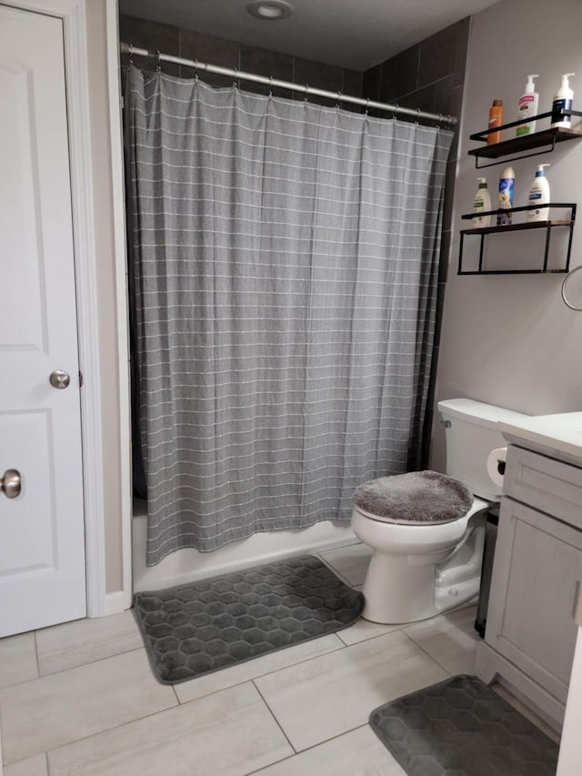 4104 Brooksville-Germantown Rd, Augusta, KY 41002 - bathroom featuring tile patterned floors, shower / bath combo, vanity, and toilet