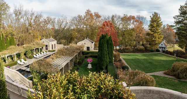 view of home's community with a lawn