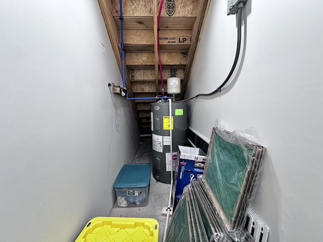 utility room featuring electric water heater