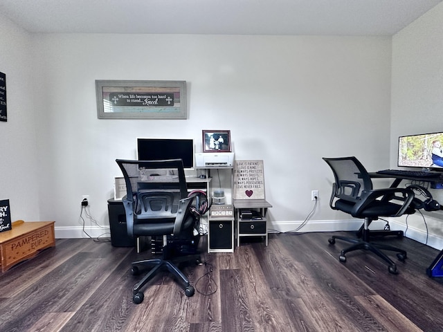 office space featuring dark hardwood / wood-style flooring