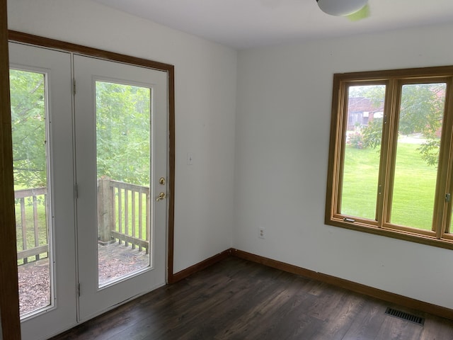 doorway to outside featuring dark hardwood / wood-style flooring