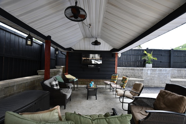 view of terrace featuring an outdoor living space