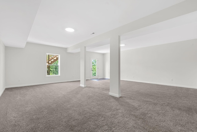 basement with carpet floors