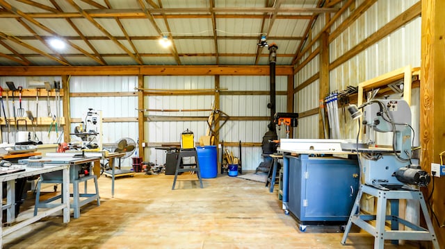 garage featuring a workshop area