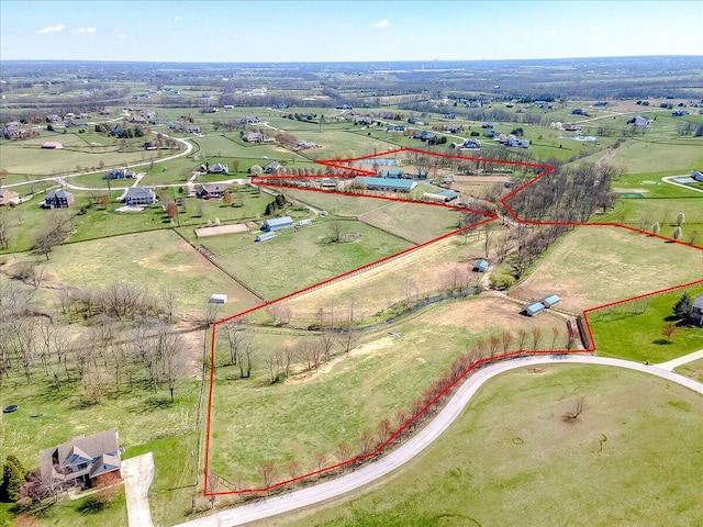 bird's eye view featuring a rural view