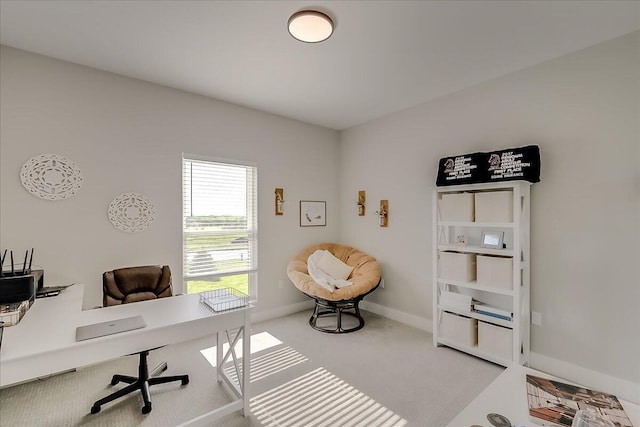 view of carpeted home office