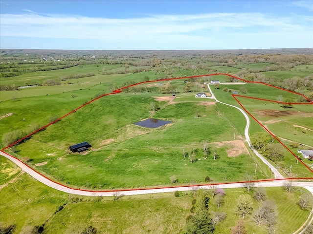 aerial view with a rural view