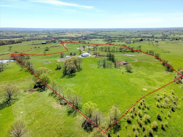 bird's eye view featuring a rural view