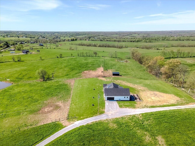 birds eye view of property with a rural view