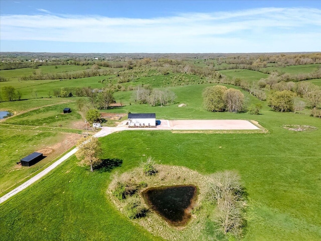 drone / aerial view with a rural view