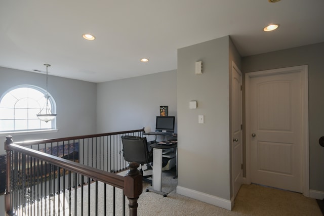 view of carpeted office space