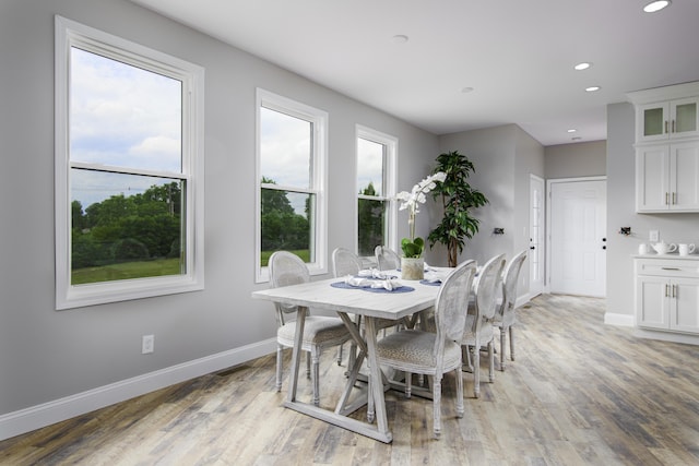 dining room with light hardwood / wood-style flooring