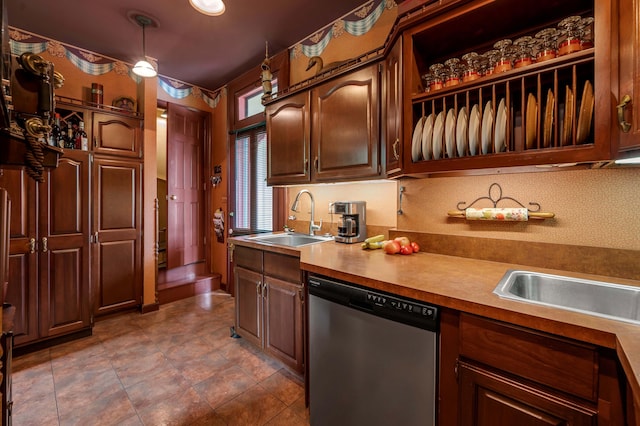 1023 Riverside Dr, Greenup, KY 41144 - kitchen featuring stainless steel dishwasher, a sink, and light countertops