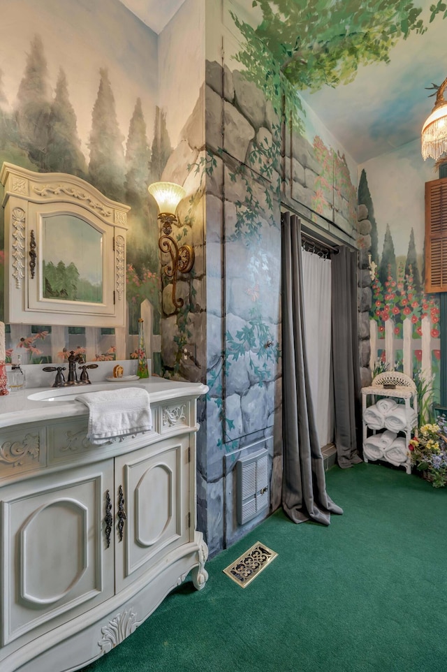 1023 Riverside Dr, Greenup, KY 41144 - bathroom with vanity and carpet floors