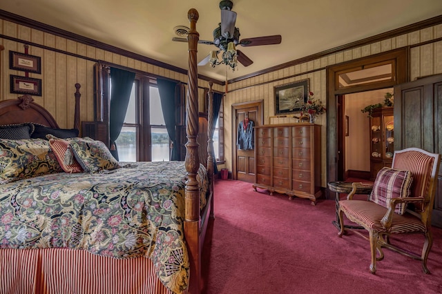 1023 Riverside Dr, Greenup, KY 41144 - bedroom with crown molding, carpet flooring, and ceiling fan