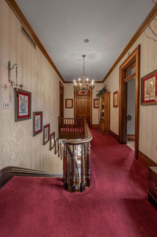 1023 Riverside Dr, Greenup, KY 41144 - carpeted dining room with a chandelier and crown molding