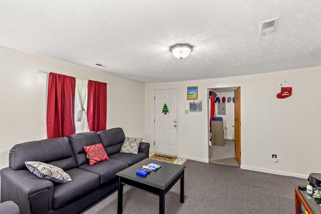 858 Lylesville St, Paris, KY 40361 - living area with carpet, baseboards, and a textured ceiling