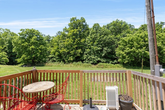 wooden terrace with a yard