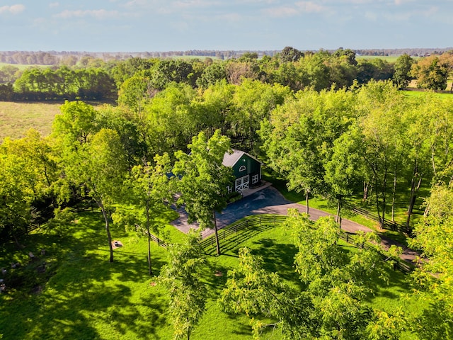 drone / aerial view with a forest view