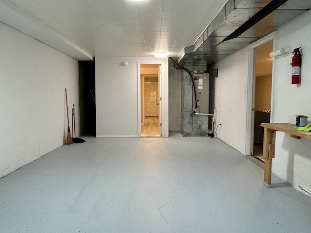 basement with heating unit