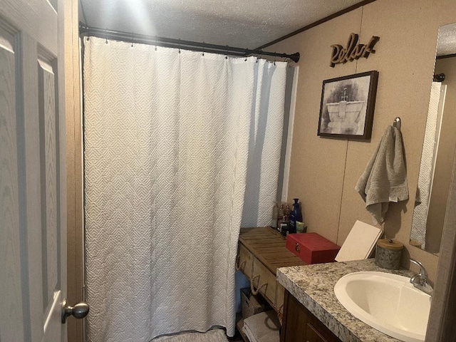 bathroom featuring vanity and a textured ceiling