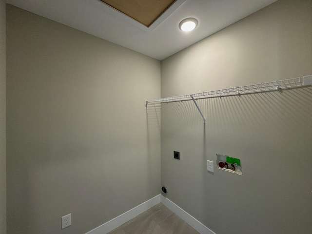 laundry area with electric dryer hookup and hookup for a washing machine