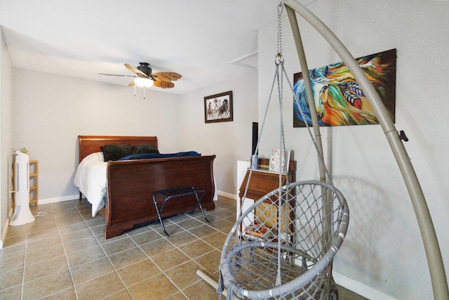 bedroom featuring ceiling fan