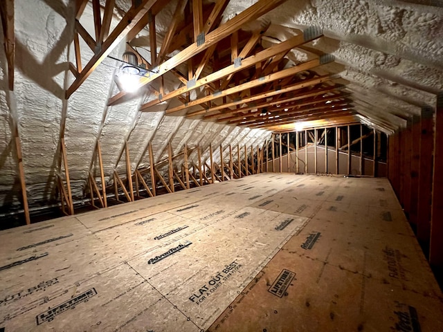 view of unfinished attic