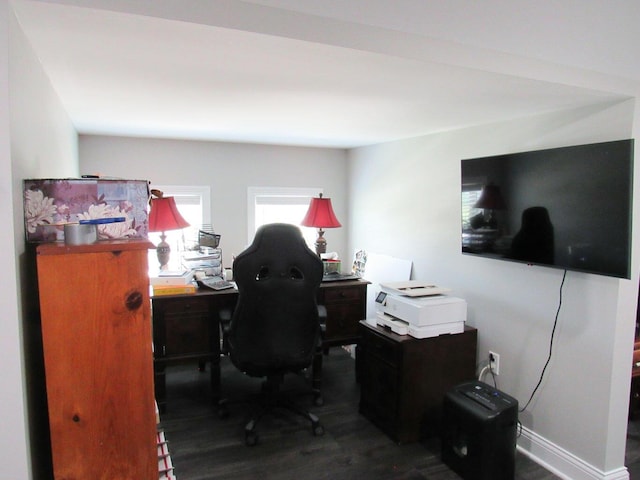 home office featuring wood finished floors