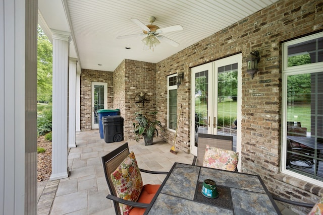 view of patio with ceiling fan