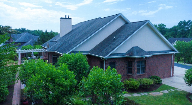 exterior space with a pergola