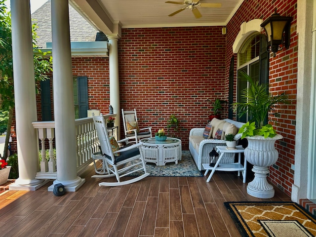 view of patio with ceiling fan