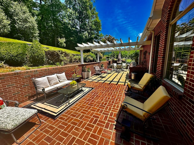 view of terrace featuring an outdoor hangout area