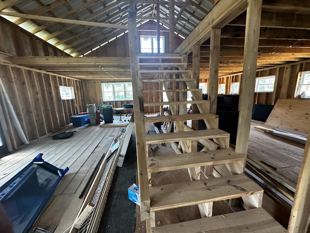 interior space with high vaulted ceiling