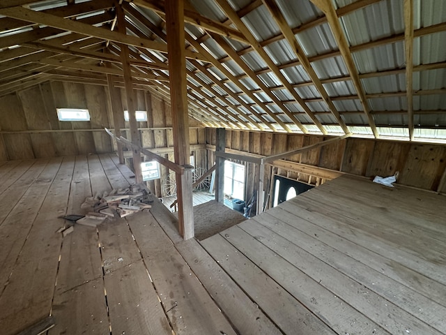 view of unfinished attic