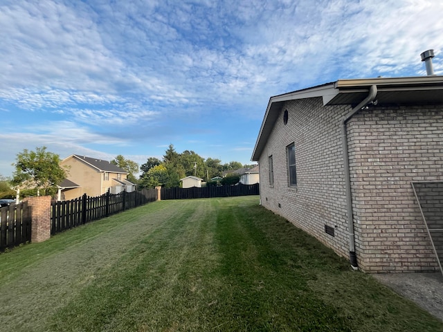 view of home's exterior with a yard