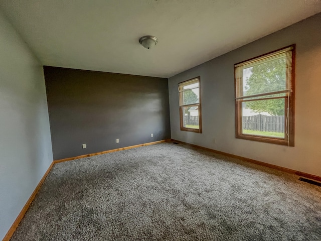 spare room with carpet and vaulted ceiling