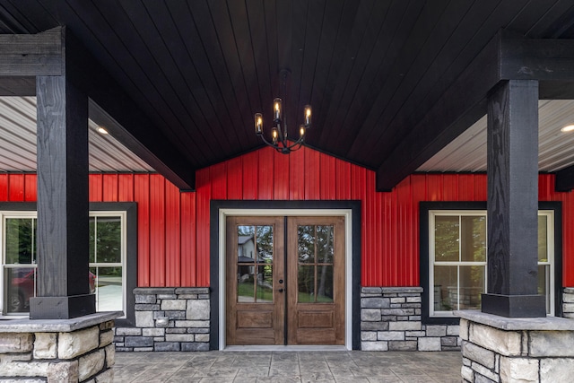 entrance to property featuring french doors