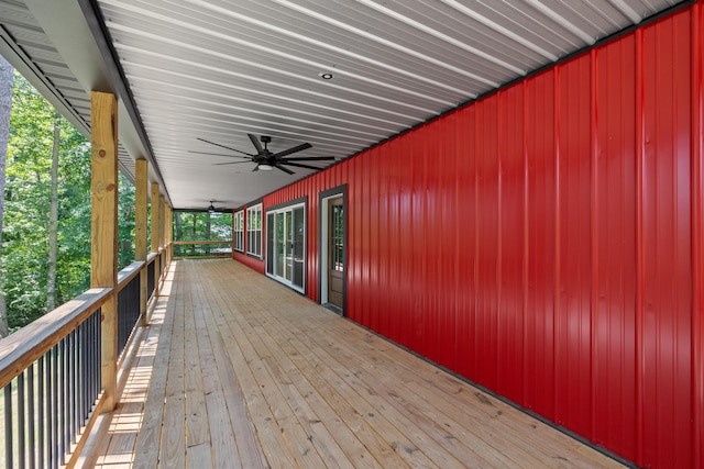 wooden terrace with ceiling fan