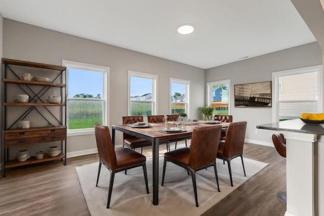 dining area featuring dark hardwood / wood-style flooring