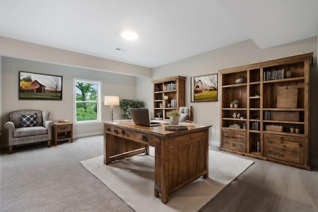 view of carpeted home office