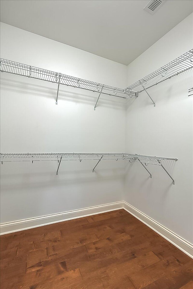 spacious closet with hardwood / wood-style flooring