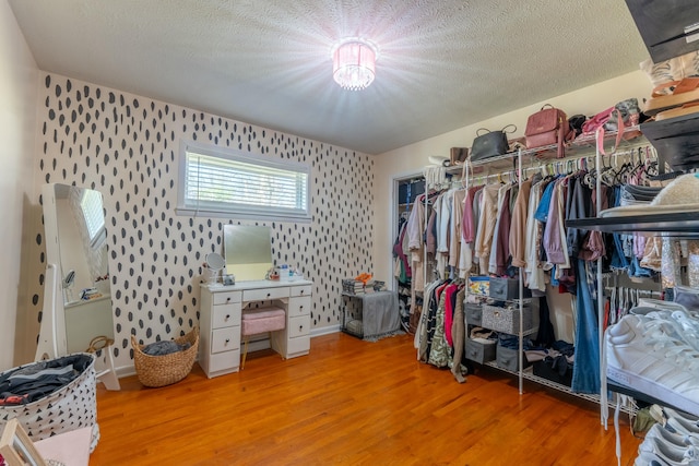 spacious closet with light hardwood / wood-style floors