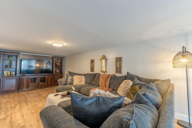 living room featuring light wood-type flooring