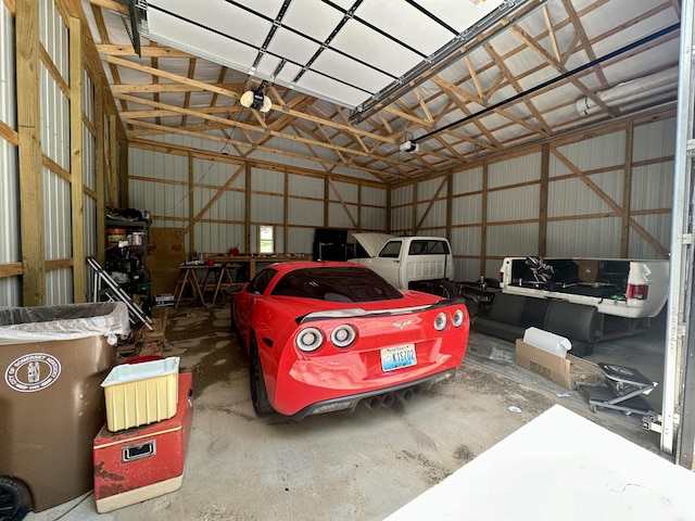 garage with a garage door opener