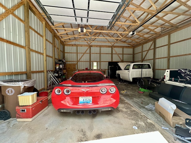 garage with a garage door opener