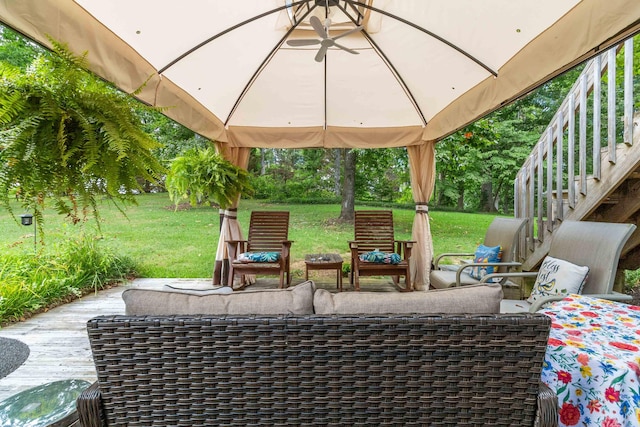 view of patio with a gazebo and an outdoor hangout area