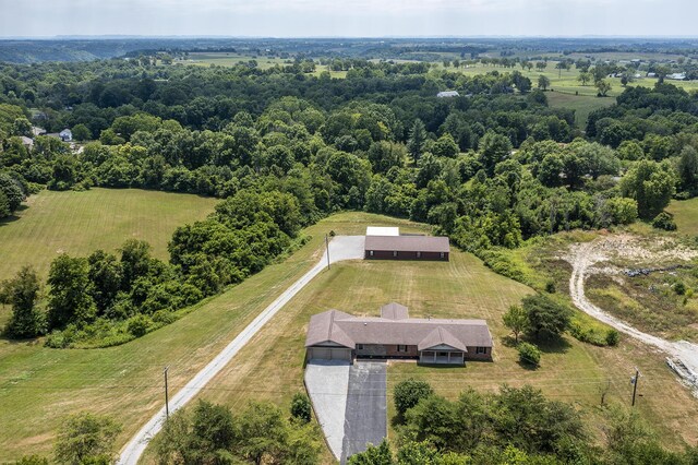 drone / aerial view with a rural view