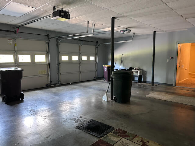 garage with a garage door opener