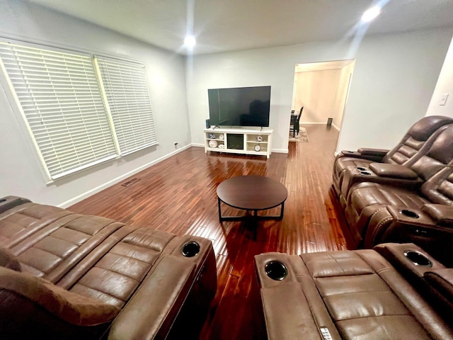 living room with hardwood / wood-style flooring